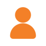Ícone laranja de usuário em fundo cinza claro, usado no portal Tecnogera como avatar padrão de perfil simplificado.